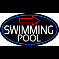 Swimming Pool With Arrow With Blue Border Leuchtreklame