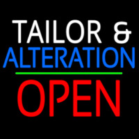 Tailor And Alteration Block Open Green Line Leuchtreklame