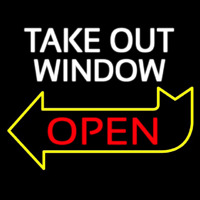 Take Out Window Left Yellow Open Arrow Leuchtreklame