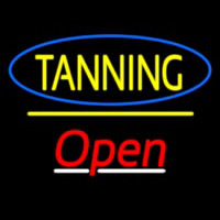 Tanning Open Yellow Line Leuchtreklame