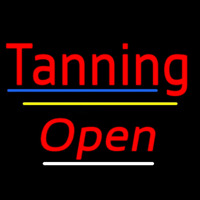 Tanning Open Yellow Line Leuchtreklame