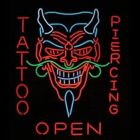 Tattoo Body Piercing Shop OPEN Leuchtreklame