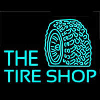 The Tire Shop Turquoise Logo Leuchtreklame