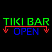 Tiki Bar Open With Arrow Real Neon Glass Tube Leuchtreklame