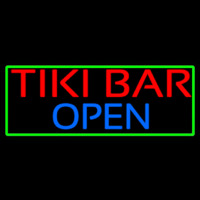 Tiki Bar Open With Green Border Leuchtreklame