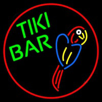 Tiki Bar Parrot Oval With Red Border Leuchtreklame