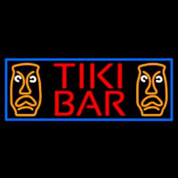 Tiki Bar Sculpture With Blue Border Leuchtreklame