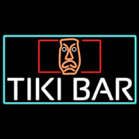 Tiki Bar Sculpture With Turquoise Border Real Neon Glass Tube Leuchtreklame