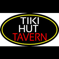 Tiki Hut Tavern Oval With Yellow Border Leuchtreklame