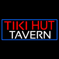 Tiki Hut Tavern With Blue Border Leuchtreklame