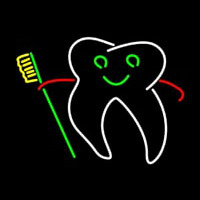 Tooth With Brush Logo Leuchtreklame