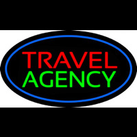 Travel Agency Blue Oval Leuchtreklame