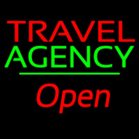 Travel Agency Open Green Line Leuchtreklame