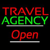 Travel Agency Open White Line Leuchtreklame