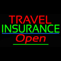 Travel Insurance Open With Blue Line Leuchtreklame