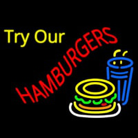 Try Our Hamburgers Leuchtreklame