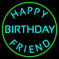 Turquoise Happy Birthday Friend Leuchtreklame
