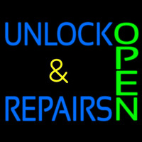 Unlock And Repairs Green Open Leuchtreklame