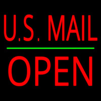 Us Mail Block Open Green Line Leuchtreklame