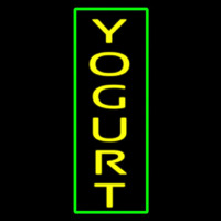 Vertical Yellow Yogurt With Green Border Leuchtreklame