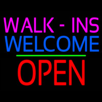 Walk Ins Welcome Block Open Green Line Leuchtreklame