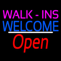 Walk Ins Welcome Open White Line Leuchtreklame