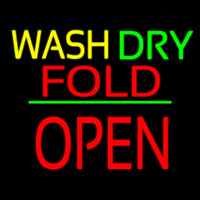 Wash Dry Fold Block Open Green Line Leuchtreklame