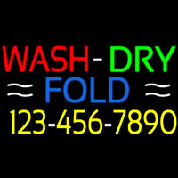 Wash Dry Fold With Number Leuchtreklame