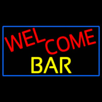 Welcome Bar With Blue Border Leuchtreklame