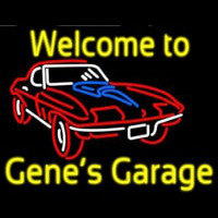 Welcome to Genes Garage Car Logo Leuchtreklame