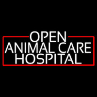 White Animal Care Hospital With Red Border Leuchtreklame