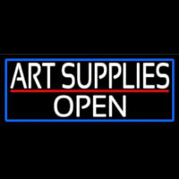 White Art Supplies Open With Blue Border Leuchtreklame