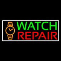 White Border Watch Repair With Logo Leuchtreklame