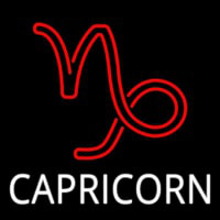 White Capricorn Red Logo Leuchtreklame
