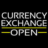 White Currency E change Open Leuchtreklame