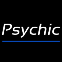 White Cursive Psychic Blue Line Leuchtreklame