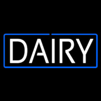 White Dairy With Blue Border Leuchtreklame