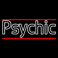 White Double Stroke Psychic And Red Line Leuchtreklame