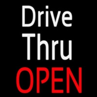 White Drive Thru Red Open Leuchtreklame