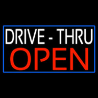 White Drive Thru Red Open With Blue Border Leuchtreklame