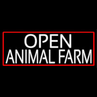 White Open Animal Farm With Red Border Leuchtreklame