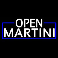 White Open Martini With Blue Border Real Neon Glass Tube Leuchtreklame