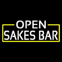 White Open Sakes Bar With Blue Border Leuchtreklame