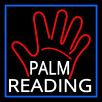 White Palm Reading Blue Border Leuchtreklame