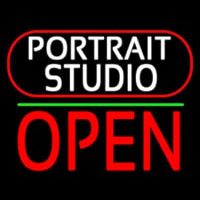 White Portrait Studio Open 1 Leuchtreklame