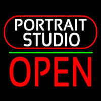 White Portrait Studio Open 2 Leuchtreklame