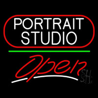 White Portrait Studio Open 3 Leuchtreklame