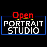 White Portrait Studio Open 4 Leuchtreklame