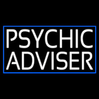 White Psychic Advisor Blue Border Leuchtreklame