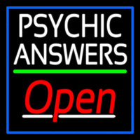 White Psychic Answers Red Open Green Line Blue Border Leuchtreklame